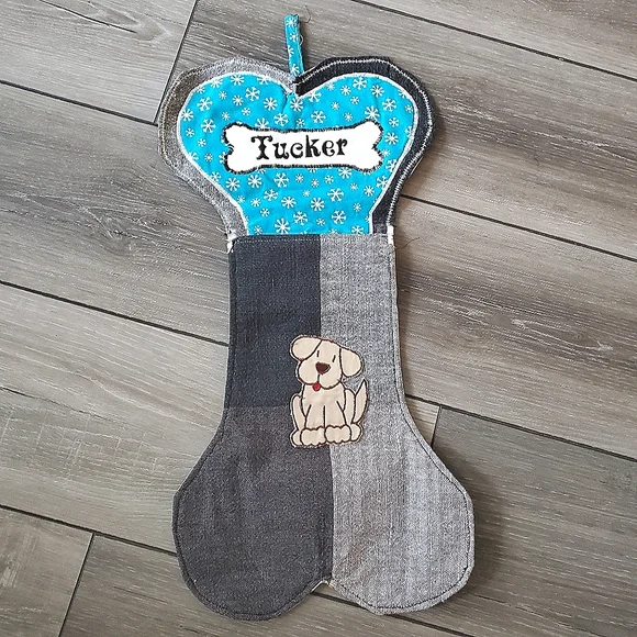Custom handmade "Tucker" Christmas stocking for dog - Picture 1 of 12